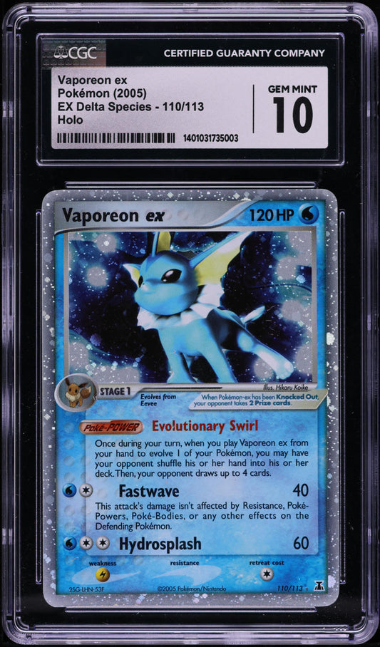 2005 POKEMON EX DELTA SPECIES HOLO VAPOREON EX #110 CGC 10 GEM MINT