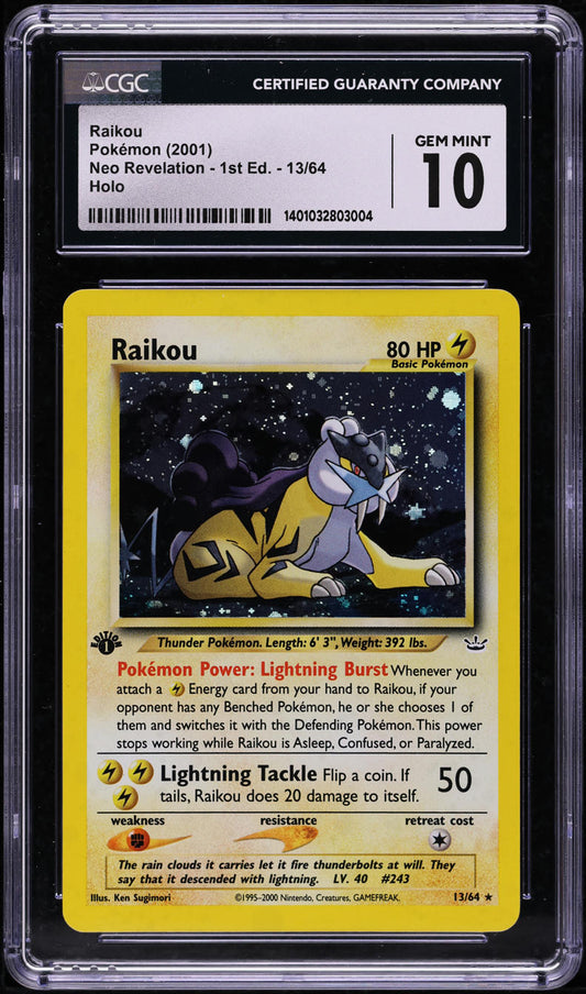 2001 POKEMON NEO REVELATION 1ST EDITION HOLO RAIKOU #13 CGC 10 GEM MINT