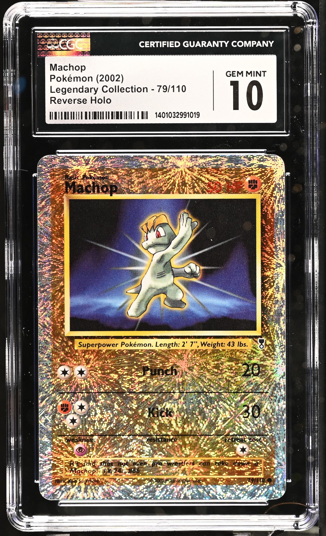 2002 POKEMON LEGENDARY COLLECTION REVERSE HOLO MACHOP #79 CGC 10