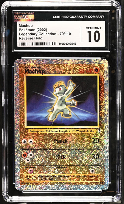 2002 POKEMON LEGENDARY COLLECTION REVERSE HOLO MACHOP #79 CGC 10