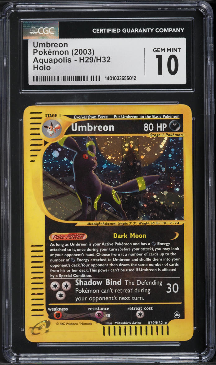 2003 POKEMON AQUAPOLIS HOLO UMBREON #H29 CGC 10 GEM MINT