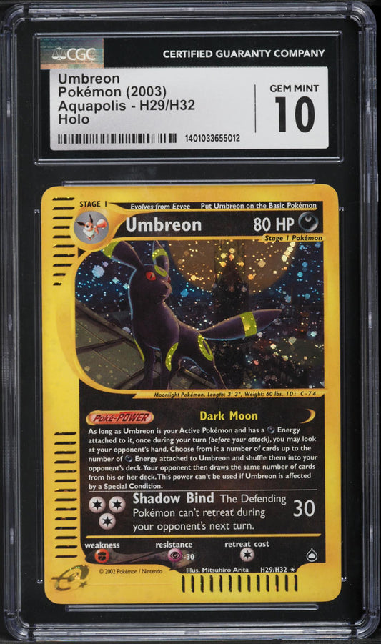 2003 POKEMON AQUAPOLIS HOLO UMBREON #H29 CGC 10 GEM MINT