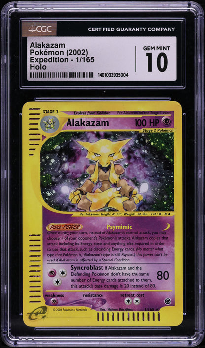 2002 POKEMON EXPEDITION HOLO ALAKAZAM #1 CGC 10 GEM MINT