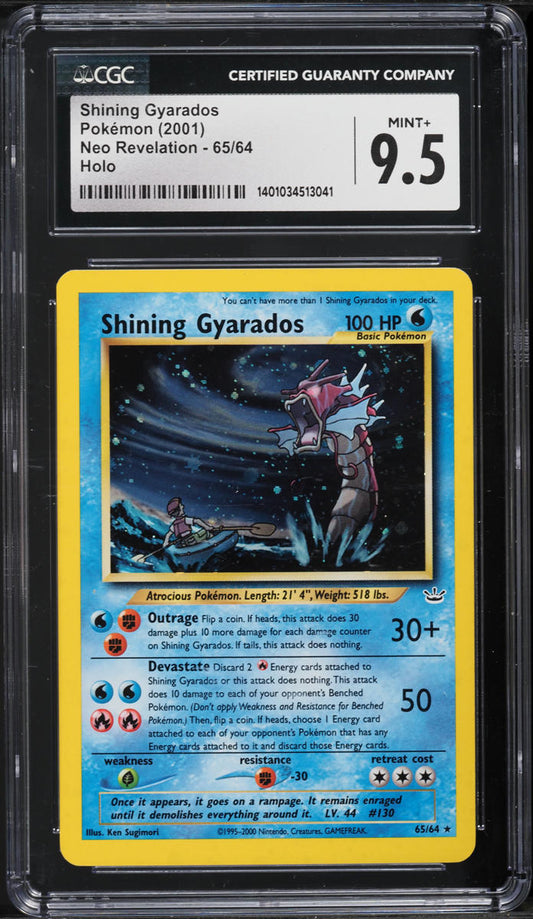 2001 POKEMON NEO REVELATION HOLO SHINING GYARADOS #65 CGC 9.5 MINT+