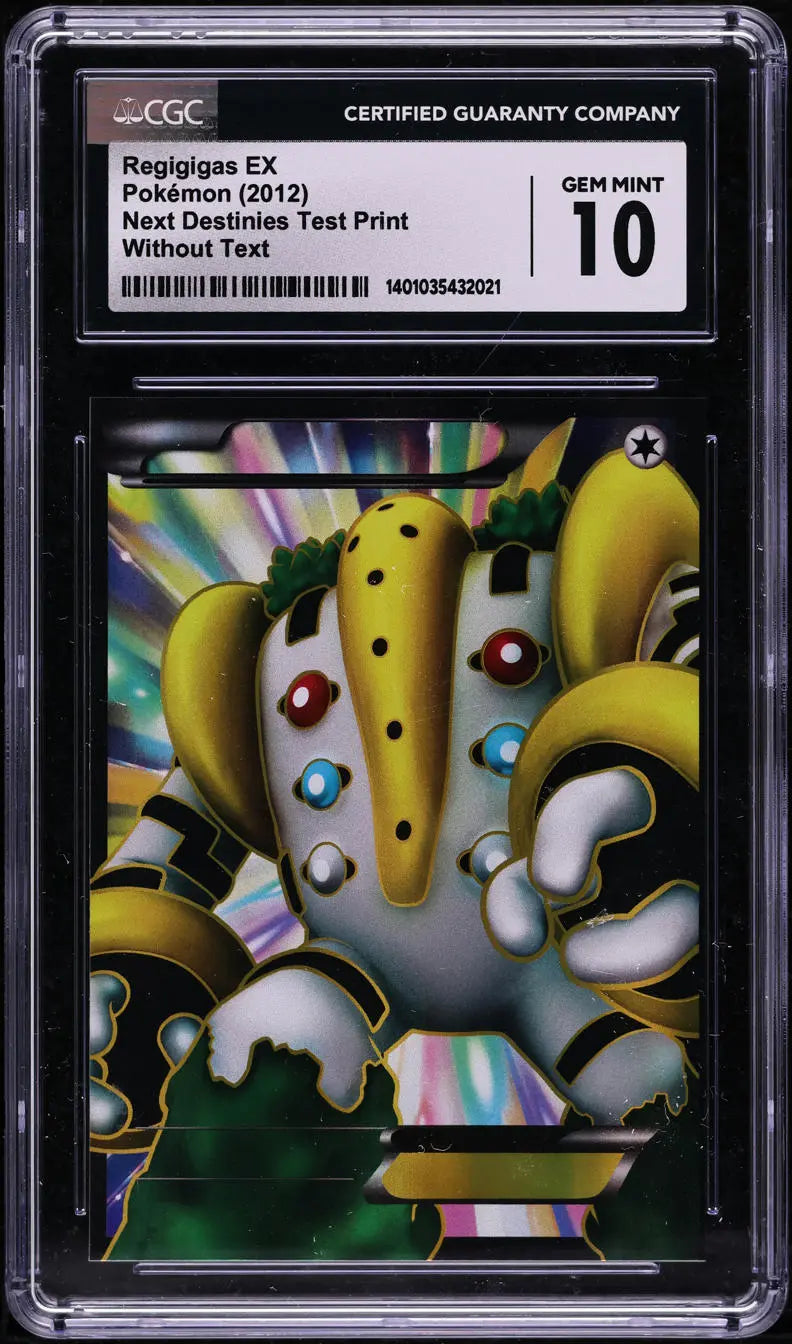 2012 POKEMON BW NEXT DESTINIES TEST PRINT WITHOUT TEXT REGIGIGAS EX CGC 10 GEM MINT