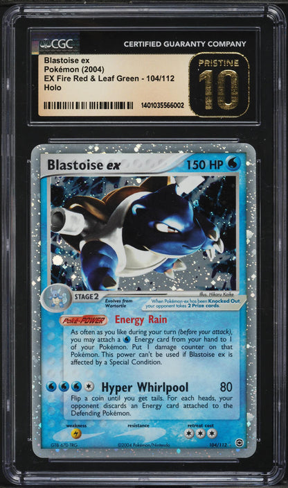 2004 POKEMON EX FIRE RED & LEAF GREEN HOLO BLASTOISE EX #104 CGC 10 PRISTINE