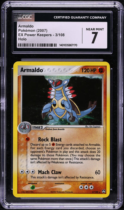 2007 POKEMON EX POWER KEEPERS HOLO ARMALDO #3 CGC 7 NRMT