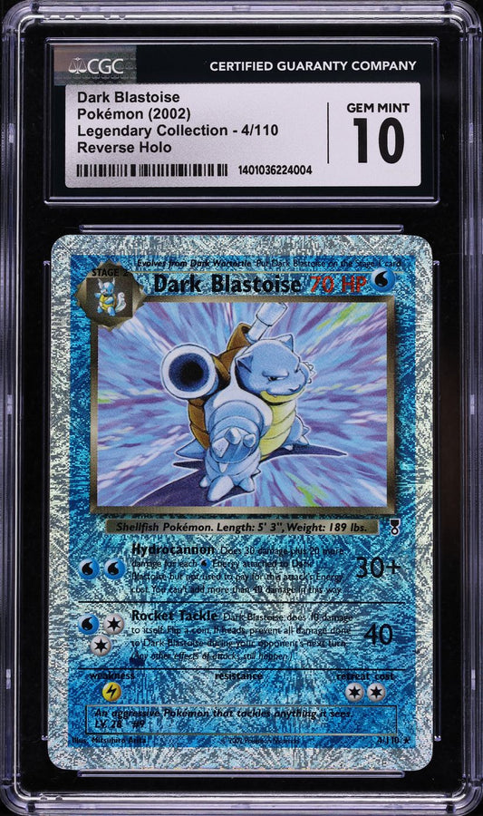 2002 POKEMON LEGENDARY COLLECTION REVERSE HOLO DARK BLASTOISE #4 CGC 10 GEM MINT