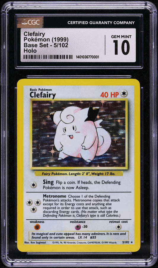 1999 POKEMON BASE SET HOLO CLEFAIRY #5 CGC 10 GEM MINT