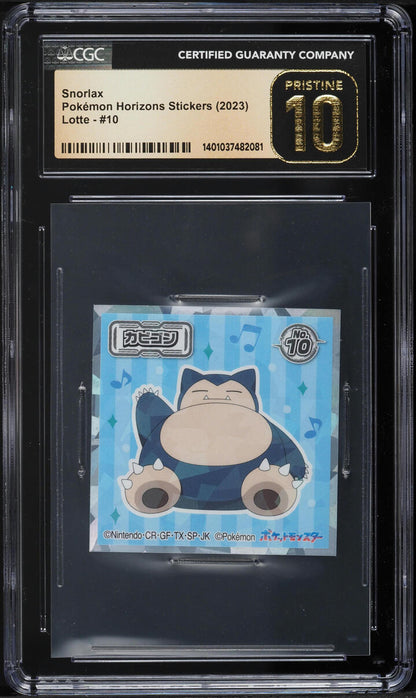 2023 POKEMON JAPANESE LOTTE HORIZONS STICKERS SNORLAX #10 CGC 10 PRISTINE