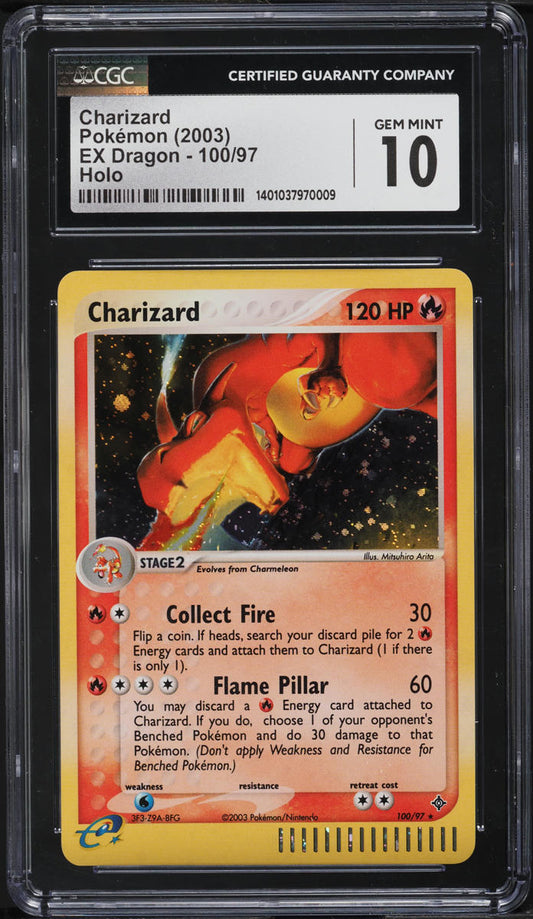 2003 POKEMON EX DRAGON HOLO CHARIZARD #100 CGC 10 GEM MINT