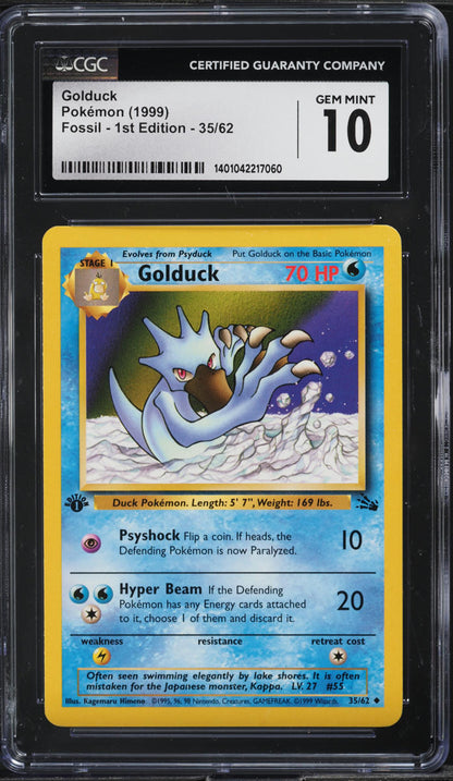 1999 POKEMON FOSSIL 1ST EDITION GOLDUCK #35 CGC 10 GEM MINT