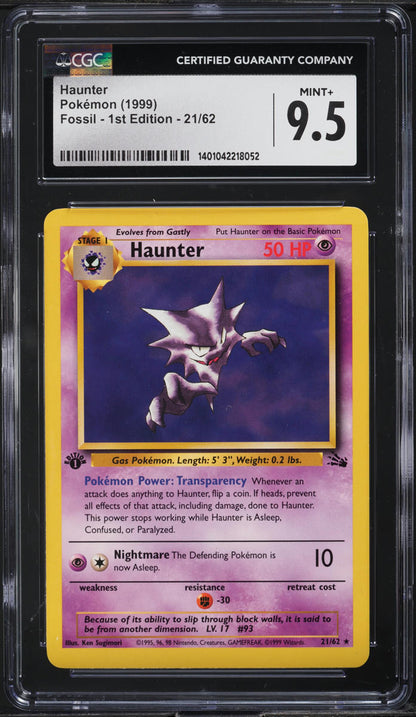 1999 POKEMON FOSSIL 1ST EDITION HAUNTER #21 CGC 9.5 MINT+