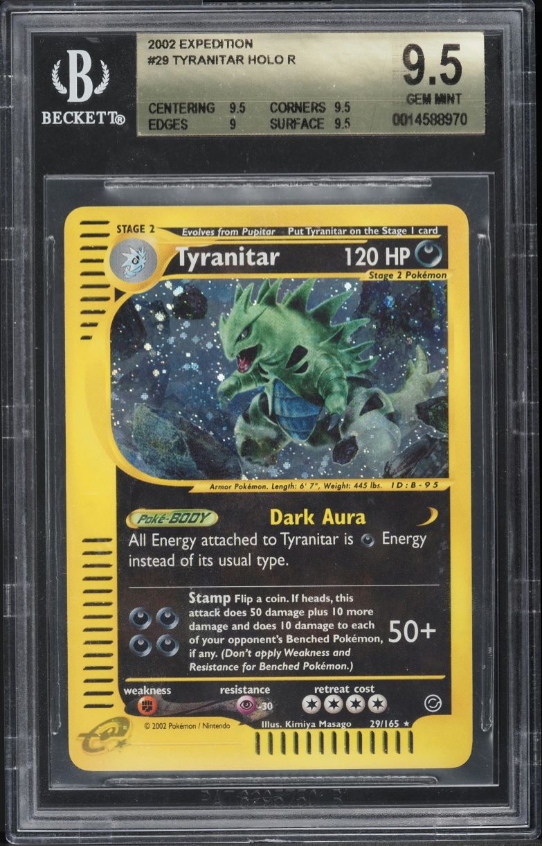 2002 POKEMON EXPEDITION HOLO TYRANITAR #29 BGS 9.5 GEM MINT