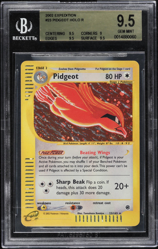 2002 POKEMON EXPEDITION HOLO PIDGEOT #23 BGS 9.5 GEM MINT