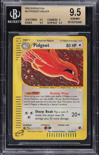 2002 POKEMON EXPEDITION HOLO PIDGEOT #23 BGS 9.5 GEM MINT