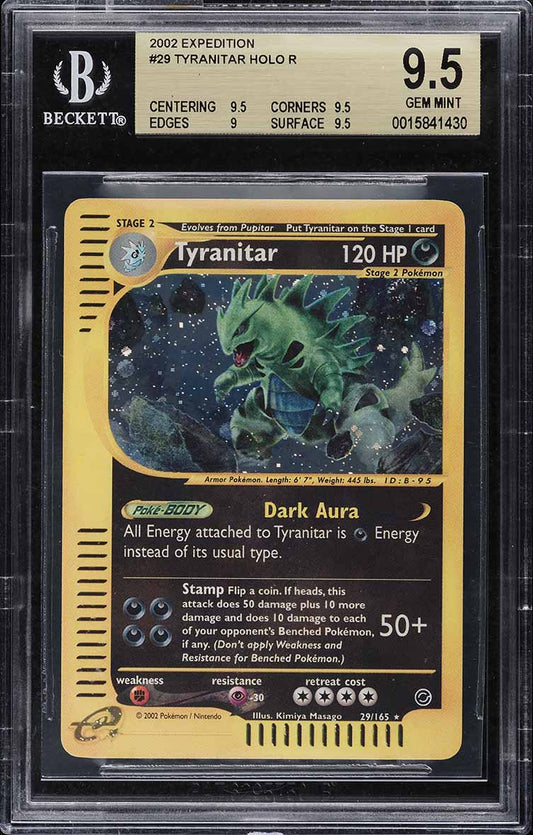 2002 POKEMON EXPEDITION HOLO TYRANITAR #29 BGS 9.5 GEM MINT