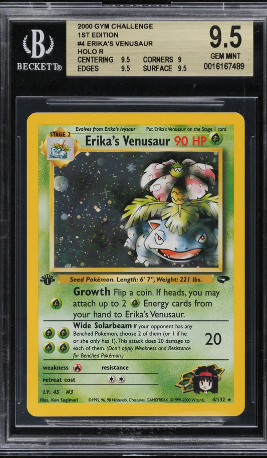 2000 POKEMON GYM CHALLENGE 1ST EDITION HOLO ERIKA'S VENUSAUR #4 BGS 9.5 GEM MINT