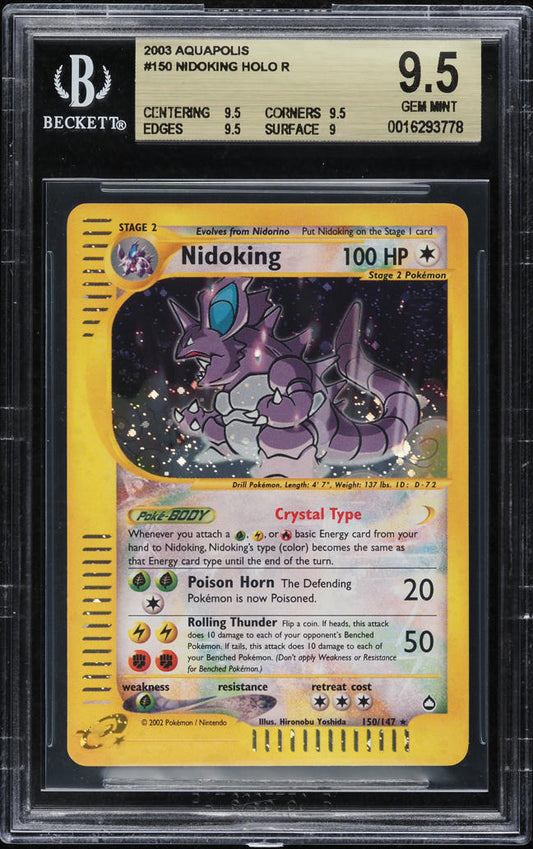 2003 POKEMON AQUAPOLIS HOLO CRYSTAL NIDOKING #150 BGS 9.5 GEM MINT