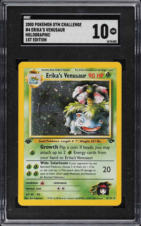 2000 POKEMON GYM CHALLENGE 1ST EDITION HOLO ERIKA'S VENUSAUR #4 SGC 10 GEM MINT