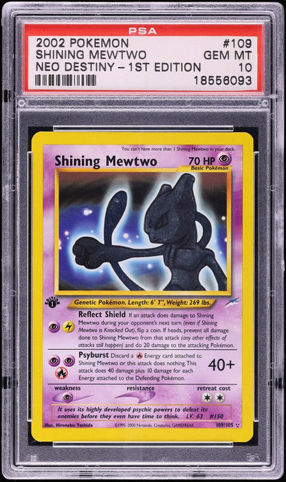 2002 POKEMON NEO DESTINY 1ST EDITION SHINING MEWTWO #109 PSA 10 GEM MINT