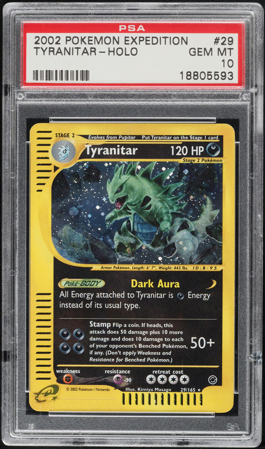 2002 POKEMON EXPEDITION HOLO TYRANITAR #29 PSA 10 GEM MINT