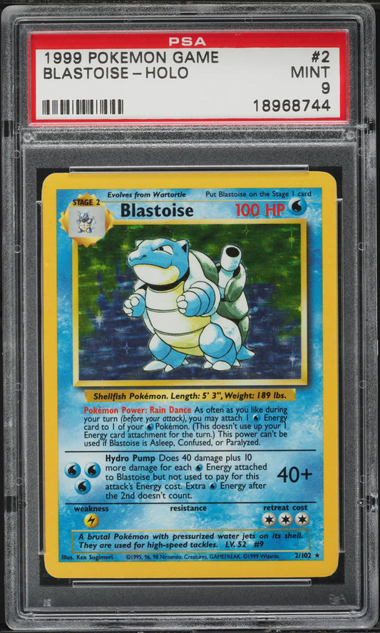 1999 POKEMON BASE SET HOLO BLASTOISE #2 PSA 9 MINT