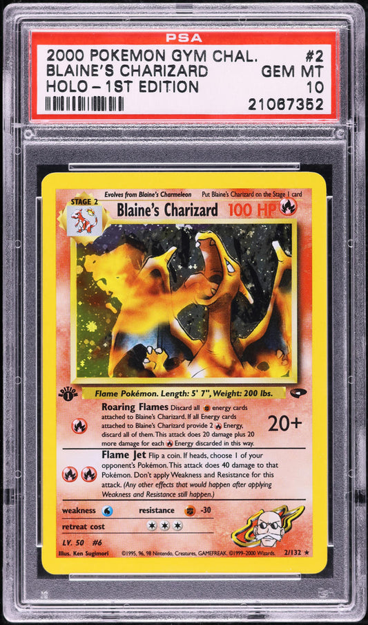 2000 POKEMON GYM CHALLENGE 1ST EDITION HOLO BLAINE'S CHARIZARD #2 PSA 10