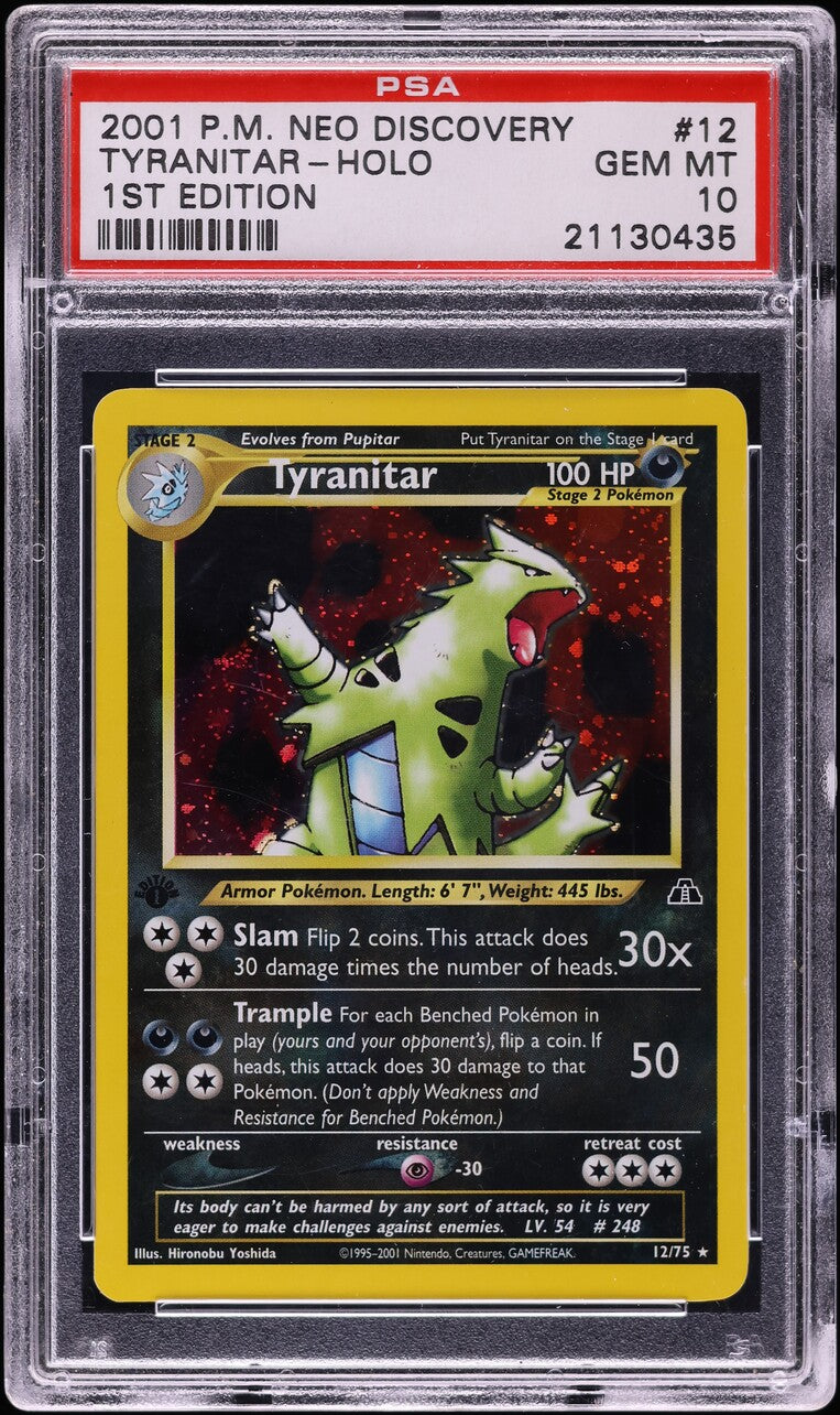 2001 POKEMON NEO DISCOVERY 1ST EDITION HOLO TYRANITAR #12 PSA 10 GEM MINT