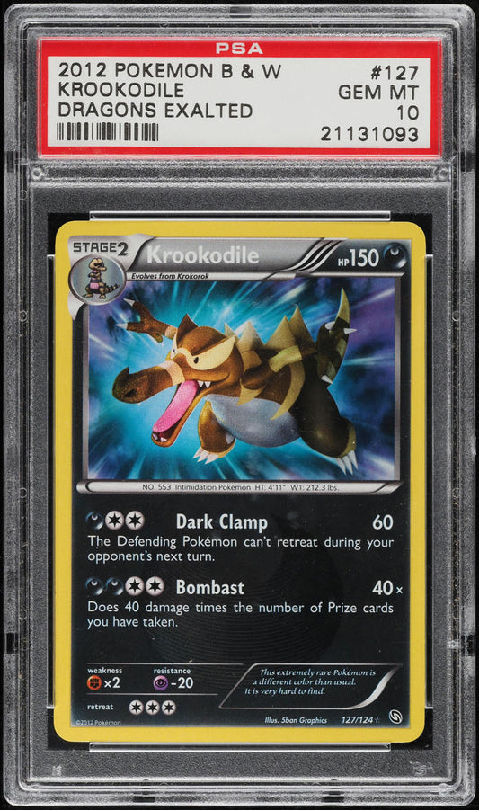 2012 POKEMON BLACK & WHITE DRAGONS EXALTED KROOKODILE #127 PSA 10 GEM MINT