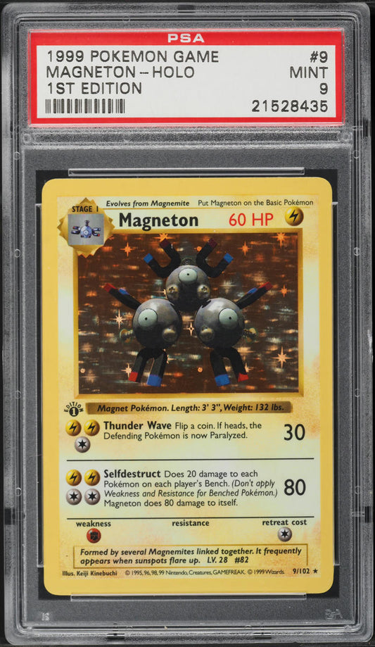 1999 POKEMON BASE SET SHADOWLESS 1ST EDITION HOLO MAGNETON #9 PSA 9 MINT
