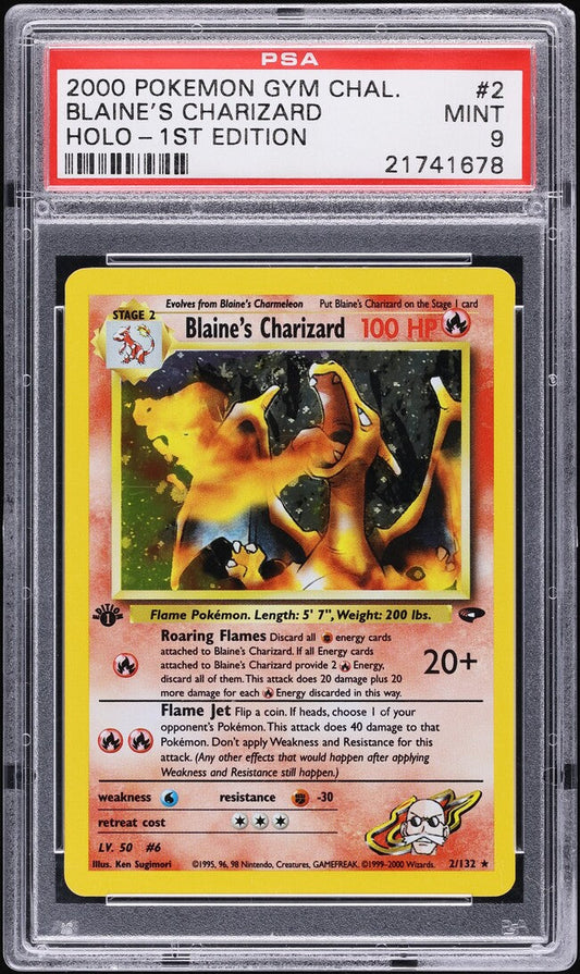 2000 POKEMON GYM CHALLENGE 1ST EDITION HOLO BLAINE'S CHARIZARD #2 PSA 9 MINT