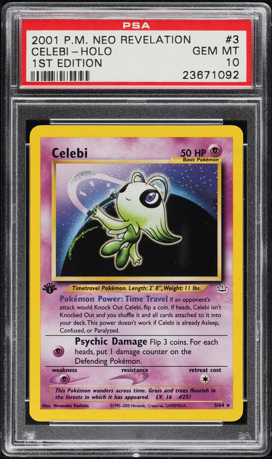 2001 POKEMON NEO REVELATION 1ST EDITION HOLO CELEBI #3 PSA 10 GEM MINT