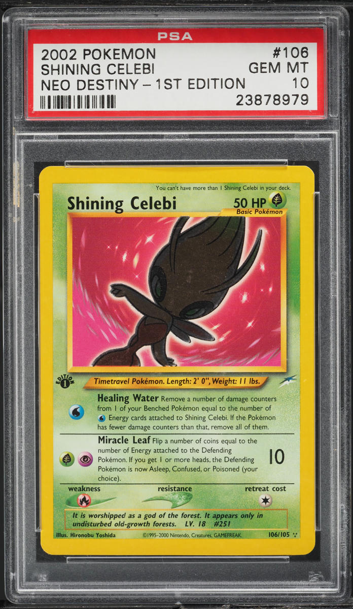 2002 POKEMON NEO DESTINY 1ST EDITION SHINING CELEBI #106 PSA 10 GEM MINT