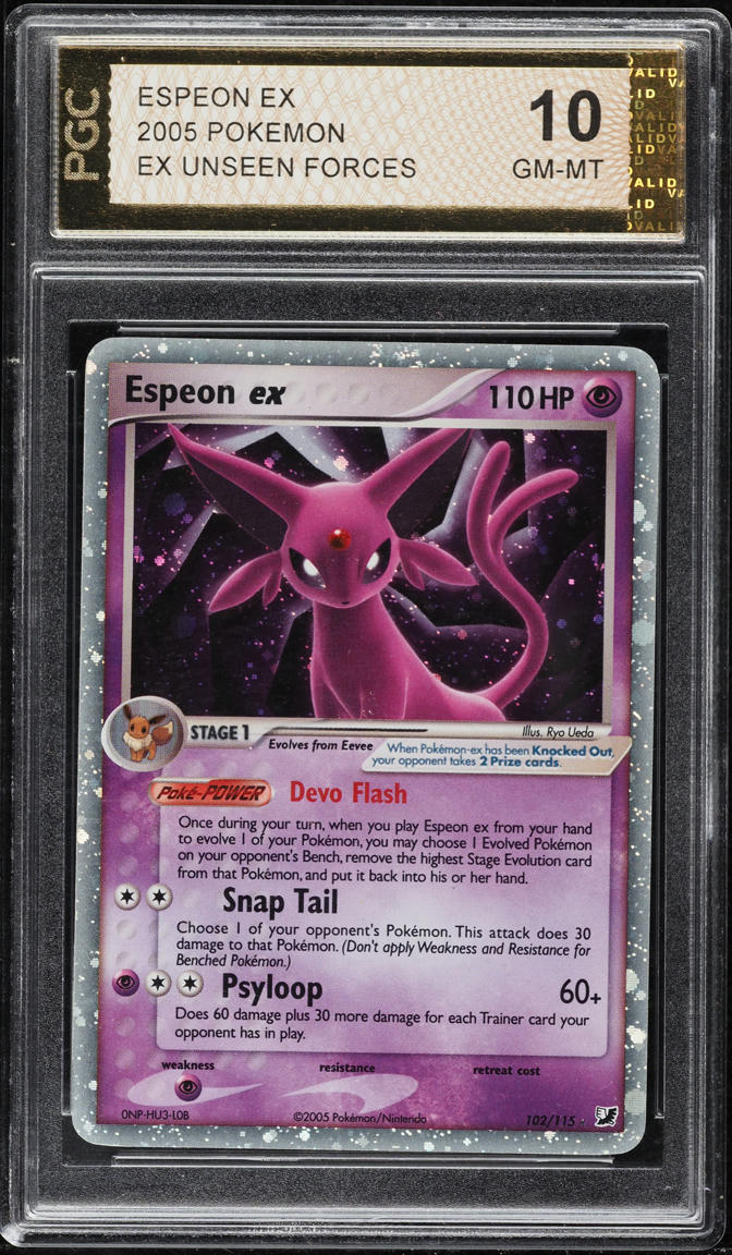 2005 POKEMON EX UNSEEN FORCES HOLO ESPEON EX #102 PGC 10