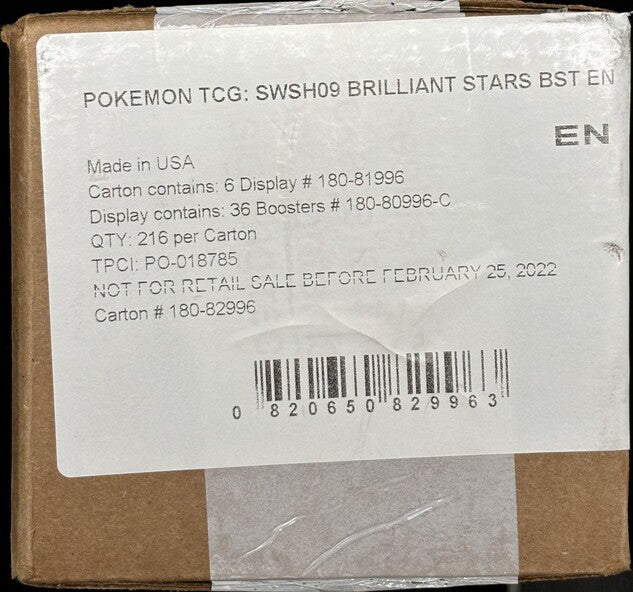 2022 POKEMON SWSH BRILLIANT STARS 6 BOOSTER BOX CASE SEALED