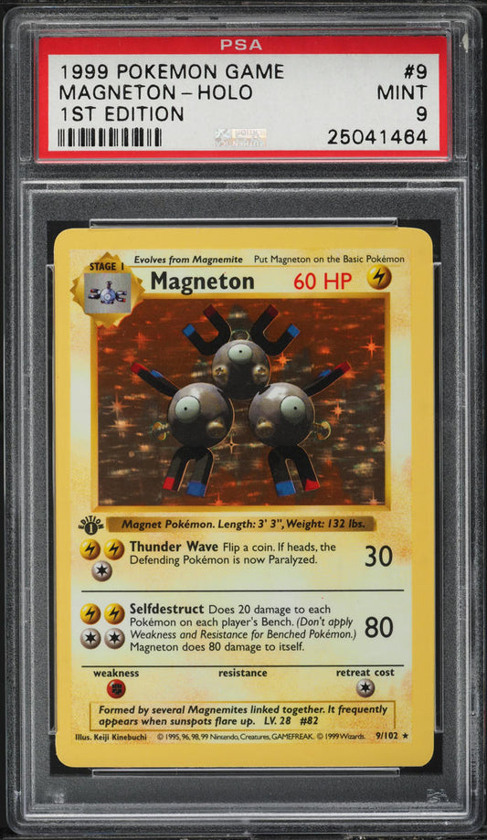 1999 POKEMON BASE SET SHADOWLESS 1ST EDITION HOLO MAGNETON #9 PSA 9 MINT