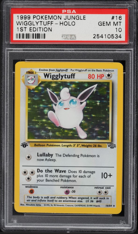 1999 POKEMON JUNGLE 1ST EDITION HOLO WIGGLYTUFF #16 PSA 10 GEM MINT