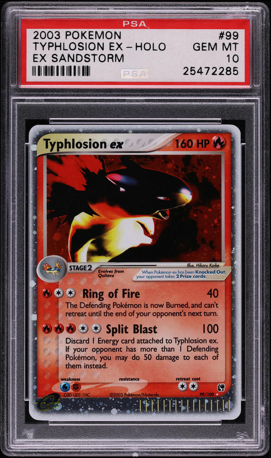 2003 POKEMON EX SANDSTORM HOLO TYPHLOSION EX #99 PSA 10 GEM MINT