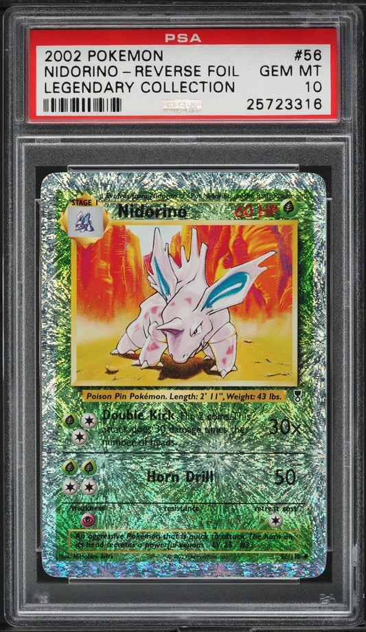 2002 POKEMON LEGENDARY COLLECTION REVERSE HOLO NIDORINO #56 PSA 10 GEM MINT