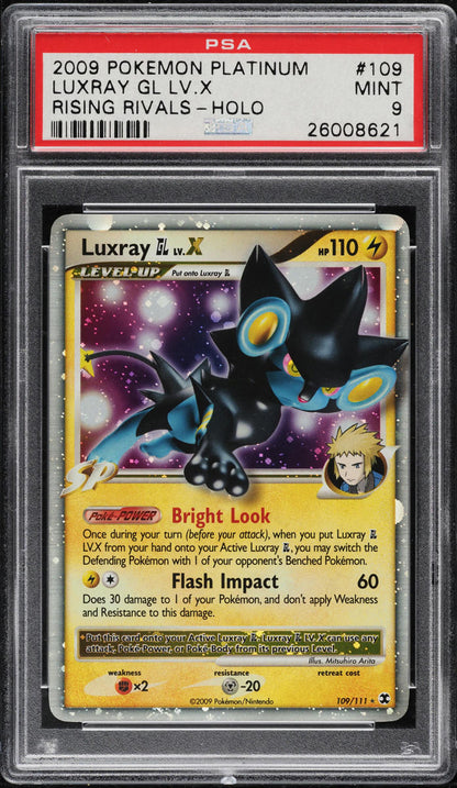 2009 POKEMON PLATINUM RISING RIVALS HOLO LUXRAY GL LV.X #109 PSA 9 MINT