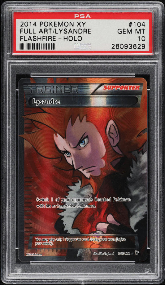 2014 POKEMON XY FLASHFIRE FULL ART LYSANDRE #104 PSA 10 GEM MINT