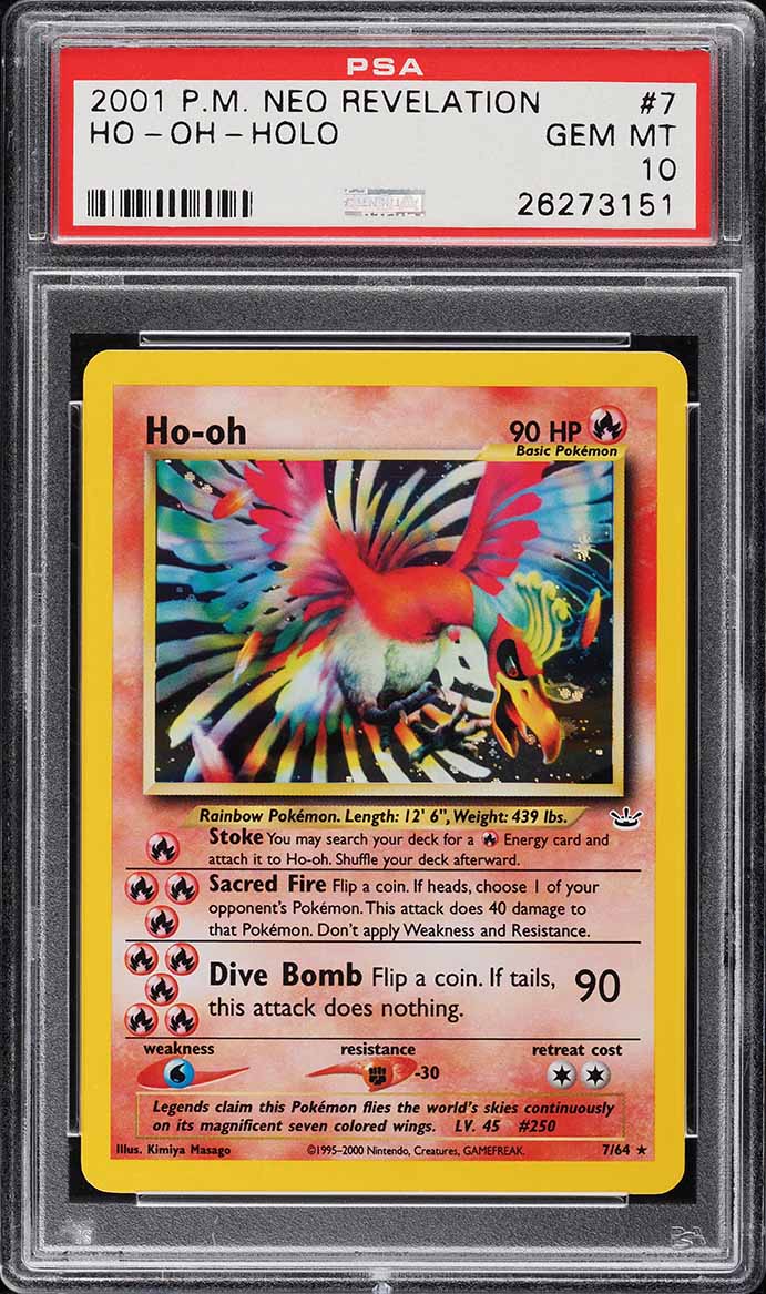 2001 POKEMON NEO REVELATION HOLO HO-OH #7 PSA 10 GEM MINT