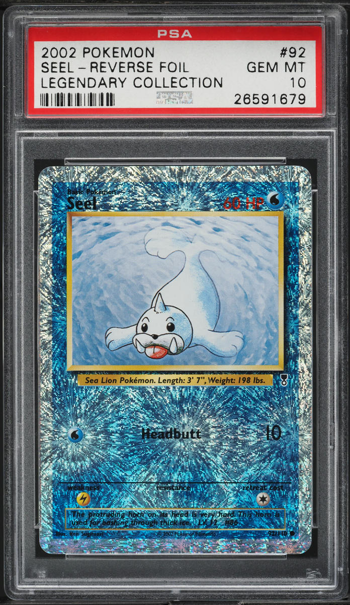 2002 POKEMON LEGENDARY COLLECTION REVERSE HOLO SEEL #92 PSA 10 GEM MINT