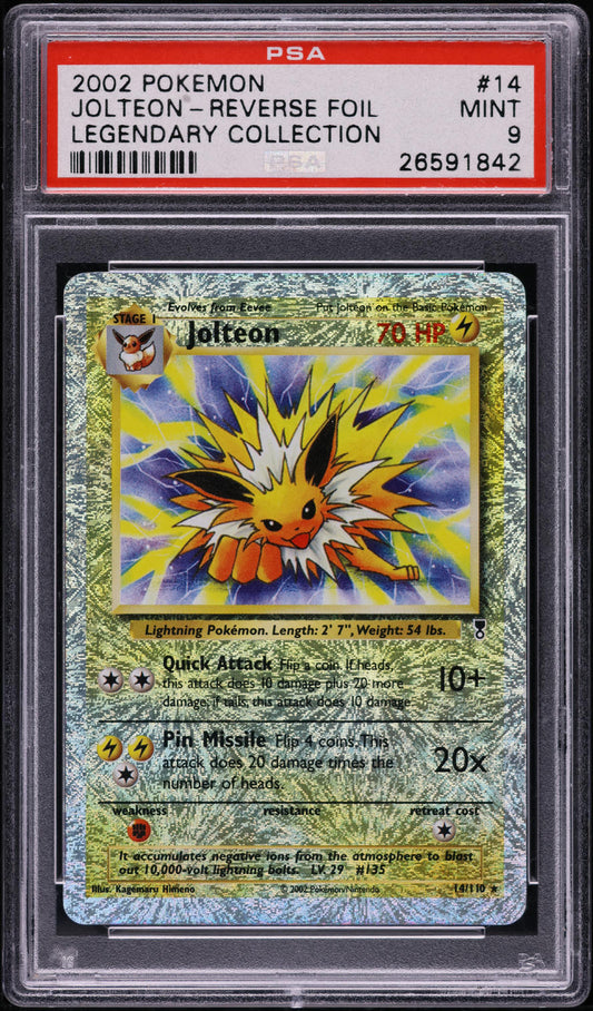 2002 POKEMON LEGENDARY COLLECTION REVERSE HOLO JOLTEON #14 PSA 9 MINT