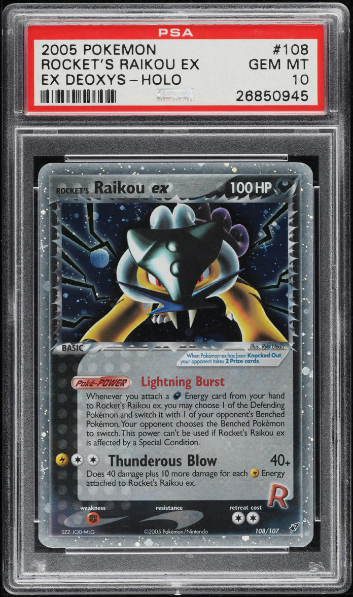 2005 POKEMON EX DEOXYS HOLO ROCKET'S RAIKOU EX #108 PSA 10 GEM MINT