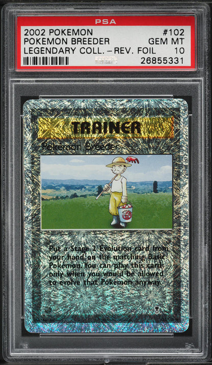 2002 POKEMON LEGENDARY COLLECTION REVERSE HOLO POKEMON BREEDER #102 PSA 10 GEM