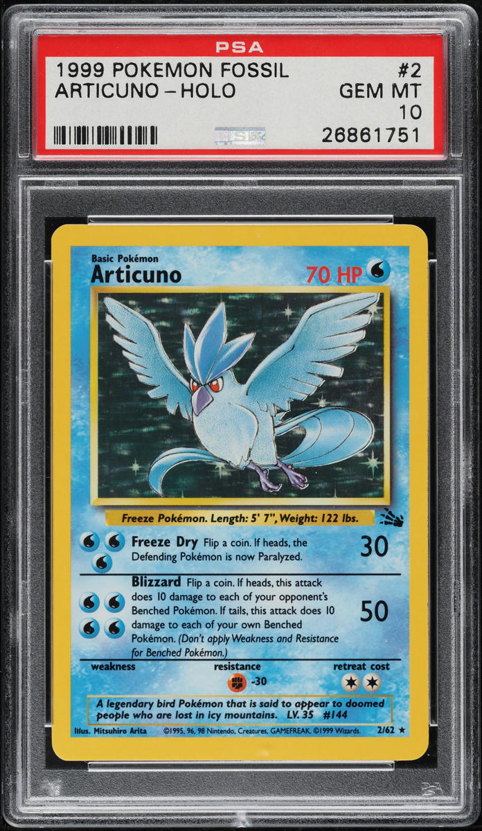 1999 POKEMON FOSSIL HOLO ARTICUNO #2 PSA 10 GEM MINT