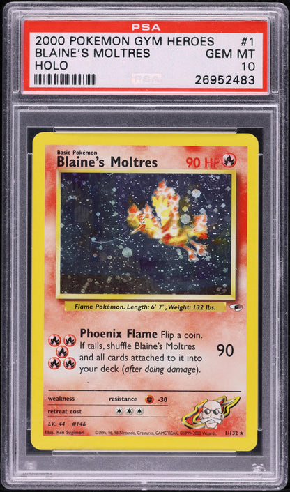 2000 POKEMON GYM HEROES HOLO BLAINE'S MOLTRES #1 PSA 10 GEM MINT