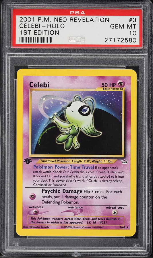 2001 POKEMON NEO REVELATION 1ST EDITION HOLO CELEBI #3 PSA 10 GEM MINT